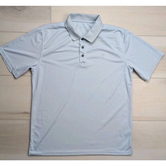 Ariat Tek Heat Series Polo Shirt Mens M Gray Performance Golf Stretch Travel - Picture 1 of 12